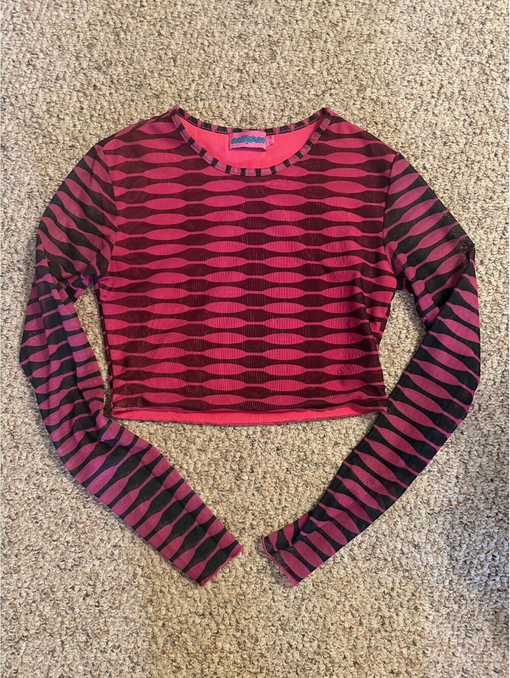 Edikted Anisa mesh crop top long sleeve
